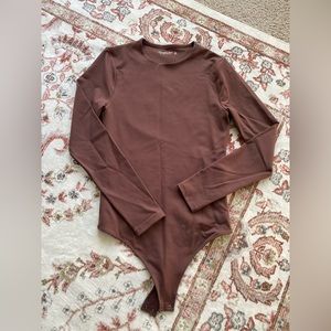 Brown Abercrombie Soft Matte Long Sleeve Crew Bodysuit